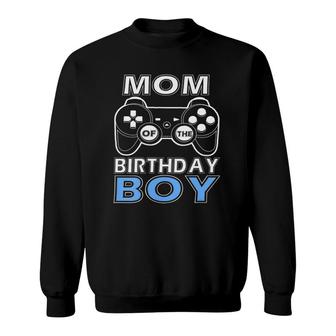 Womens Mom Of Birthday Boy Video Game Outfit Gamer Party Gift V Neck Sweatshirt | Mazezy