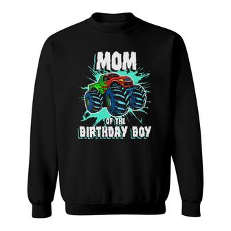 Womens Mom Of The Birthday Boy Monster Truck Birthday Party Sweatshirt | Mazezy