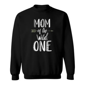 Womens Mom Of The Wild One Tshir V-Neck Sweatshirt | Mazezy