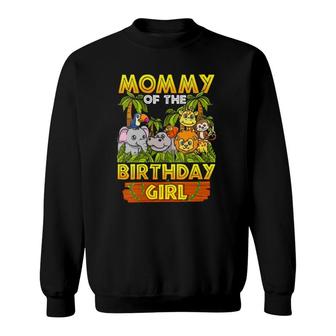Womens Mommy Of The Birthday Girl Safari Zoo Wild Animal Party V-Neck Sweatshirt - Thegiftio UK