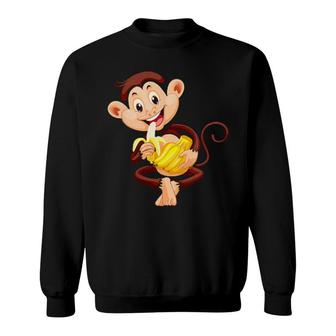 Womens Monkey Eating Banana Sweatshirt | Mazezy