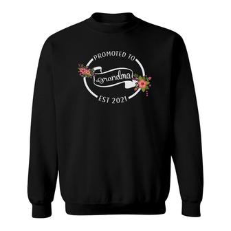 Womens Mother's Day Great Moms Promoted To Grandma Est 2021 V-Neck Sweatshirt | Mazezy