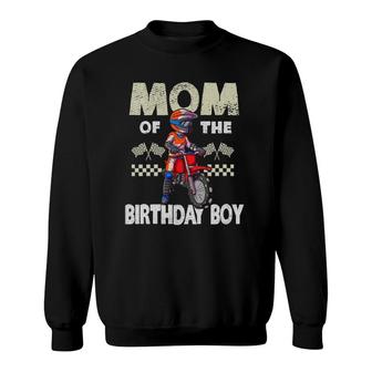 Womens Motocross Mx Mom Birthday Boy Mx Family Dirt Bike Birthday V-Neck Sweatshirt | Mazezy