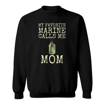 Womens My Favorite Marine Calls Me Mom V-Neck Sweatshirt | Mazezy