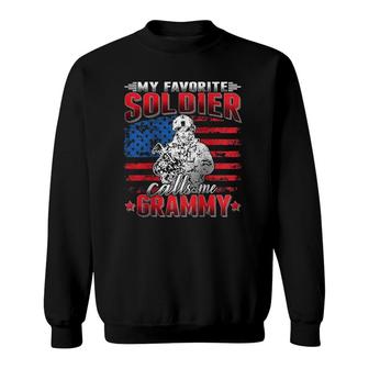 Womens My Favorite Soldier Calls Me Grammy Us Flag Army Grandmother Raglan Baseball Tee Sweatshirt | Mazezy AU
