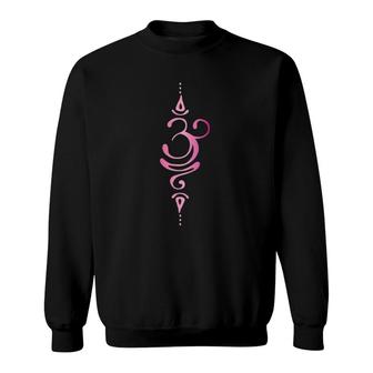 Womens Om Zen Buddha Lotus Flower Energy Symbol Yogi Pink V-Neck Sweatshirt | Mazezy