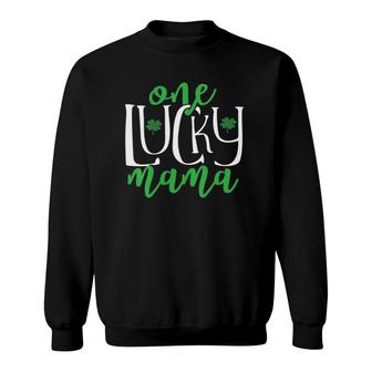 Womens One Lucky Mom Womens St Patrick's Day For Mother Pregnant Mom V-Neck Sweatshirt | Mazezy