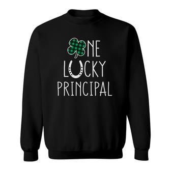 Womens One Lucky Principal Of School Funny St Patrick's Day Sweatshirt | Mazezy