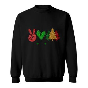 Womens Peace Christmas Heart Peace Sign Xmas Tree Pajamas Sweatshirt | Mazezy