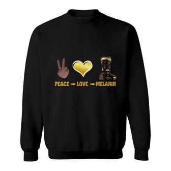 Womens Peace Love Melanin Queen Afro American Sweatshirt | Mazezy