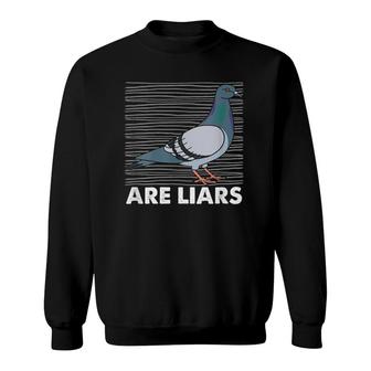 Womens Pigeons Are Liars Aren't Reals Spies Birds Pun Gift Sweatshirt | Mazezy UK