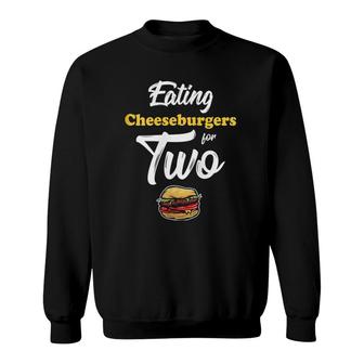 Womens Pregnancy Eating Cheeseburgers For Two 4Th Of July Sweatshirt | Mazezy