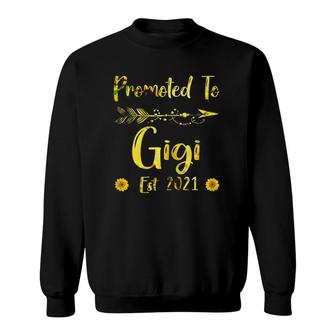 Womens Promoted To Gigi Est 2021 First Time Mom Sunflower Sweatshirt | Mazezy