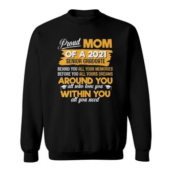 Womens Proud Mom Of A 2021 Senior Graduate Mommy Mother V-Neck Sweatshirt | Mazezy