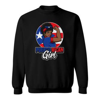Womens Puerto Rican Girl Strong Boricua Woman Puerto Rico Flag Sweatshirt | Mazezy