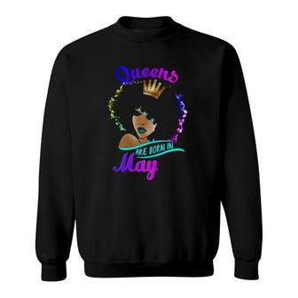 Womens Queens Are Born In Mayblack Women Taurus Birthday Sweatshirt | Mazezy