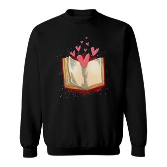 Womens Reader Bookworm Book Nerd Book Lover Gift Heart Reading Sweatshirt | Mazezy