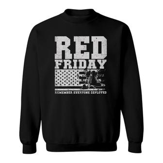 Womens Red Friday American Flag Military Boots Gift Distressed V-Neck Sweatshirt | Mazezy