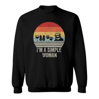 Womens Retro Funny I'm A Simple Woman Love Wine Flip Flops Dog 4X4 Sweatshirt | Mazezy