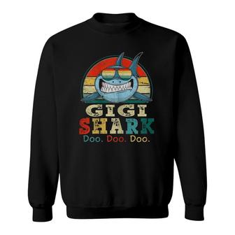 Womens Retro Vintage Gigi Shark Funny Family Gifts For Mother's Day Sweatshirt | Mazezy