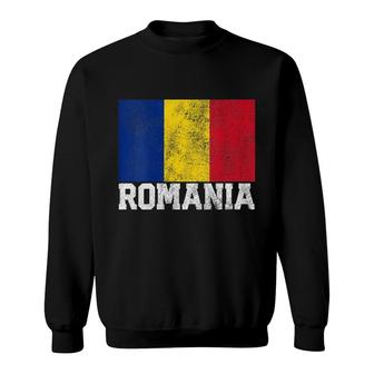 Womens Romanian Romania Flag National Pride Roots Country Family V-Neck Sweatshirt | Mazezy