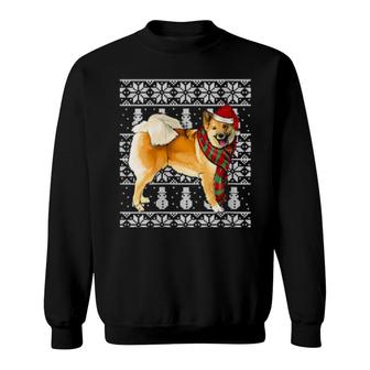 Womens Santa Hat Xmas Icelandic Sheepdog Ugly Christmas Sweatshirt | Mazezy