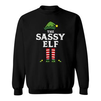 Womens Sassy Elf Matching Family Group Christmas Pajamas Sweatshirt | Mazezy