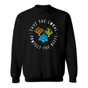 Womens Save The Coral Reef Aquarist Aquarium Gift Marine Biology V-Neck Sweatshirt | Mazezy