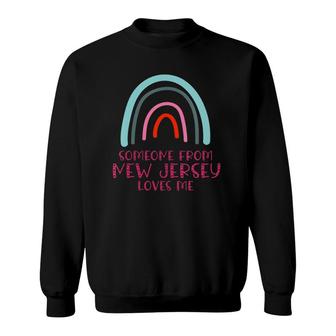Womens Someone From New Jersey Loves Me Rainbow V-Neck Sweatshirt | Mazezy