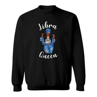 Womens Streetwise Libra Queen Black Womens Zodiac Birthday Sassy Sweatshirt | Mazezy