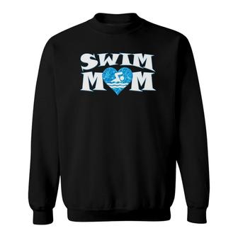 Womens Swim Mom Heart Shaped Pool Water Swimmer Swimming & Diving Sweatshirt | Mazezy AU