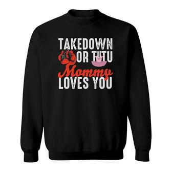 Womens Takedown Or Tutu Mommy Loves You Boxing Gender Reveal Sweatshirt | Mazezy