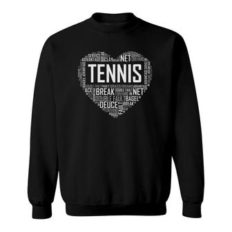 Womens Tennis Lover Heart Love Gift For Players And Coaches Sweatshirt | Mazezy
