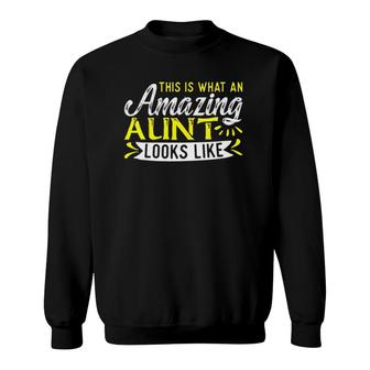 Womens This Is What An Amazing Aunt Looks Like Soon To Be Auntie V-Neck Sweatshirt | Mazezy