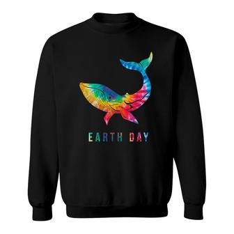 Womens Tie Dye Whale Lover Earth Day 2022 Costume Environmental Sweatshirt | Mazezy