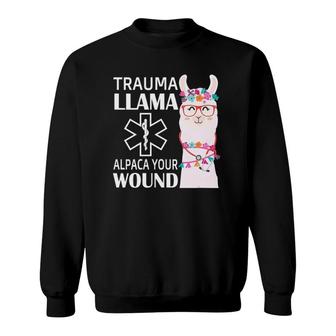 Womens Trauma Llama Alpaca Your Wound Ems Nurse Gift V Neck Sweatshirt | Mazezy