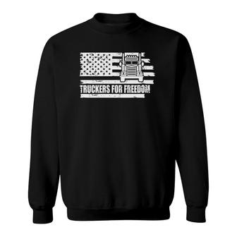 Womens Truckers For Freedom 2022 Freedom Convoy Distressed Usa Flag Sweatshirt | Mazezy