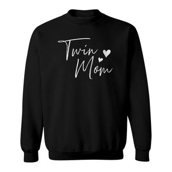 Womens Twin Mom Hearts V Neck Sweatshirt | Mazezy