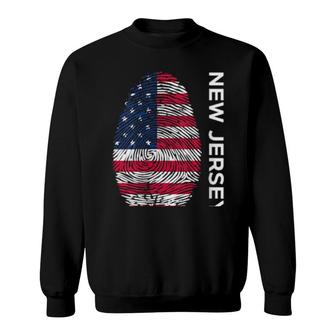 Womens Usa Flag Dna Fingerprint State New Jersey Sweatshirt | Mazezy