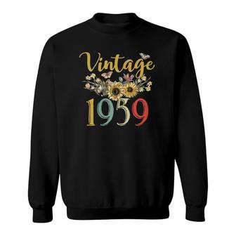 Womens Vintage 1959 Sunflower 62Nd Birthday Awesome Since 1959 Sweatshirt | Mazezy