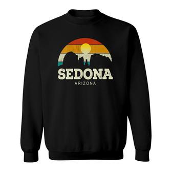 Womens Vintage Retro Style Skyline Desert Landscape Sedona Arizona V-Neck Sweatshirt | Mazezy