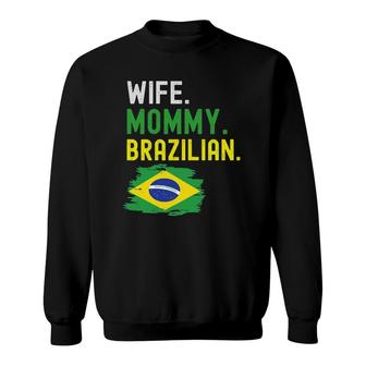 Womens Wife Mommy Brazilian Brazil Flag Mom Mother's Day Sweatshirt | Mazezy AU