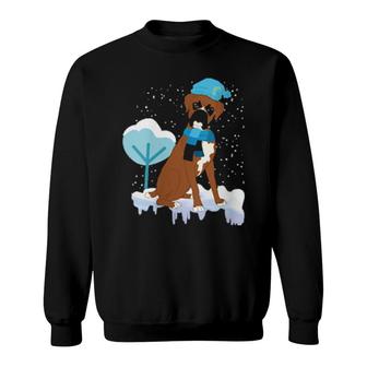 Womens Winter Dog Snowing Snowflakes Dog Owner Cute Pet Boxer Sweatshirt | Mazezy