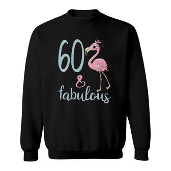 Womens Women 60Th Bday Gifts 60 Years Old Mom Wife Flamingo Outfit V-Neck Sweatshirt | Mazezy