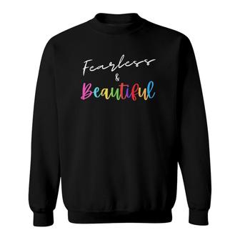 Womens Women's Cute Casual Graphic Tee Fearless And Beautiful Sweatshirt | Mazezy