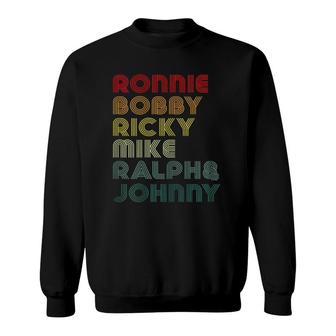 Womens Womens Retro Ronnie Bobby Ricky Mike Ralph Johnny Tee V-Neck Sweatshirt | Mazezy