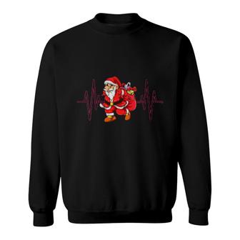 Womens Xmas Santa Heartbeat Merry Christmas Santa Claus Sweatshirt | Mazezy
