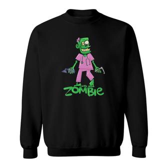 Womens Zombie Crna Fun And Cute Anesthesia Nurse Anesthetist Design V-Neck Sweatshirt | Mazezy