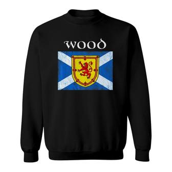 Wood Scottish Clan Name Lion Flag Sweatshirt | Mazezy