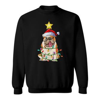 Xmas Lighting Tree Matching American Bulldog Christmas Sweatshirt | Mazezy